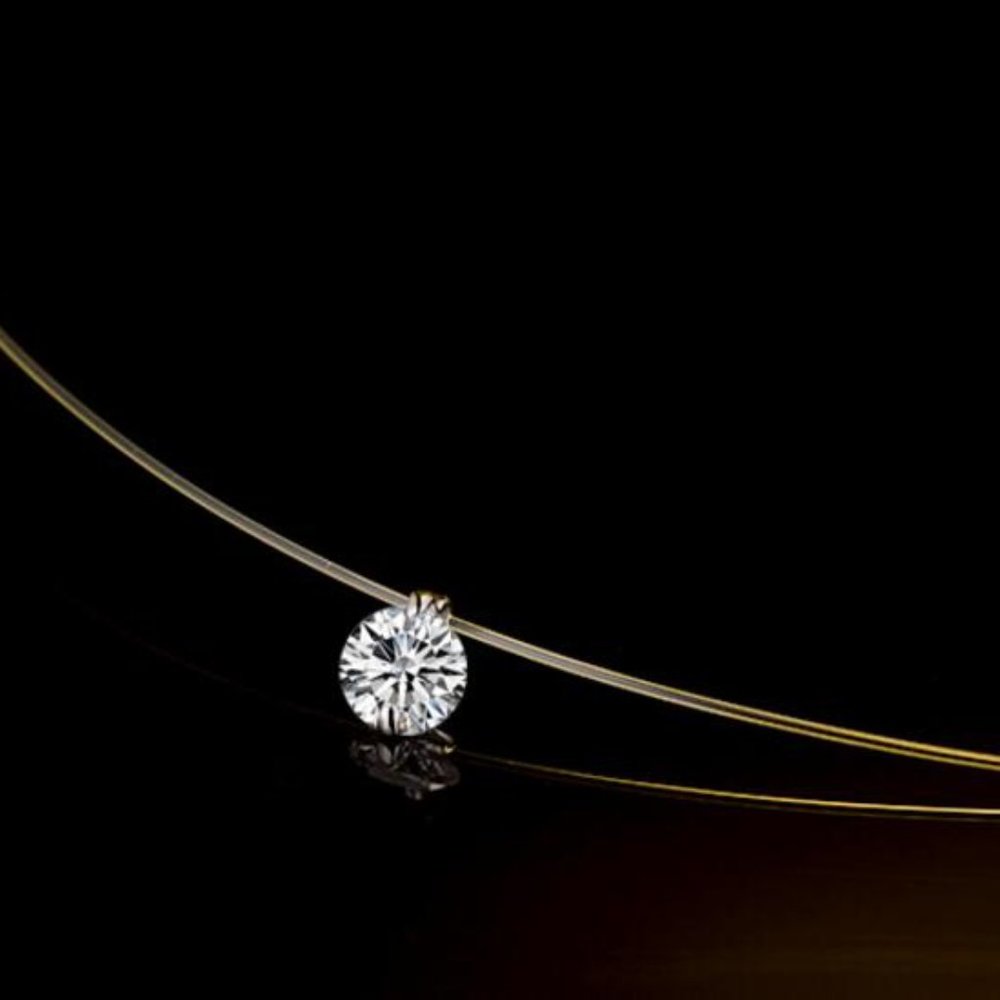 NEW Silver Invisible Transparent Fish Line Zirconia Necklace - Picture 4 of 5